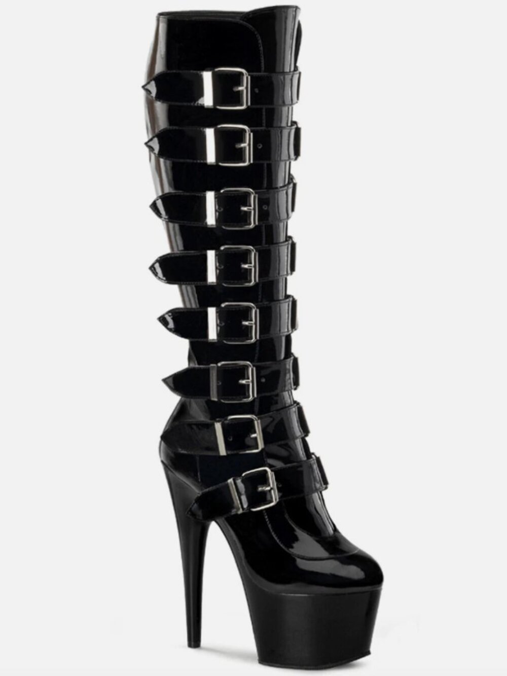 NWOT Pleaser Adore-2043 Buckle Knee High Heeled Boots Size 8